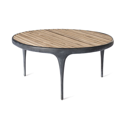 CAST Round Coffee Table with Teak Slats