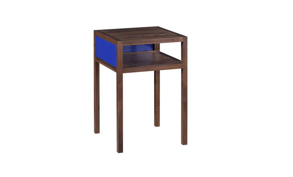 Lacquer and Walnut Two Tier Side Table